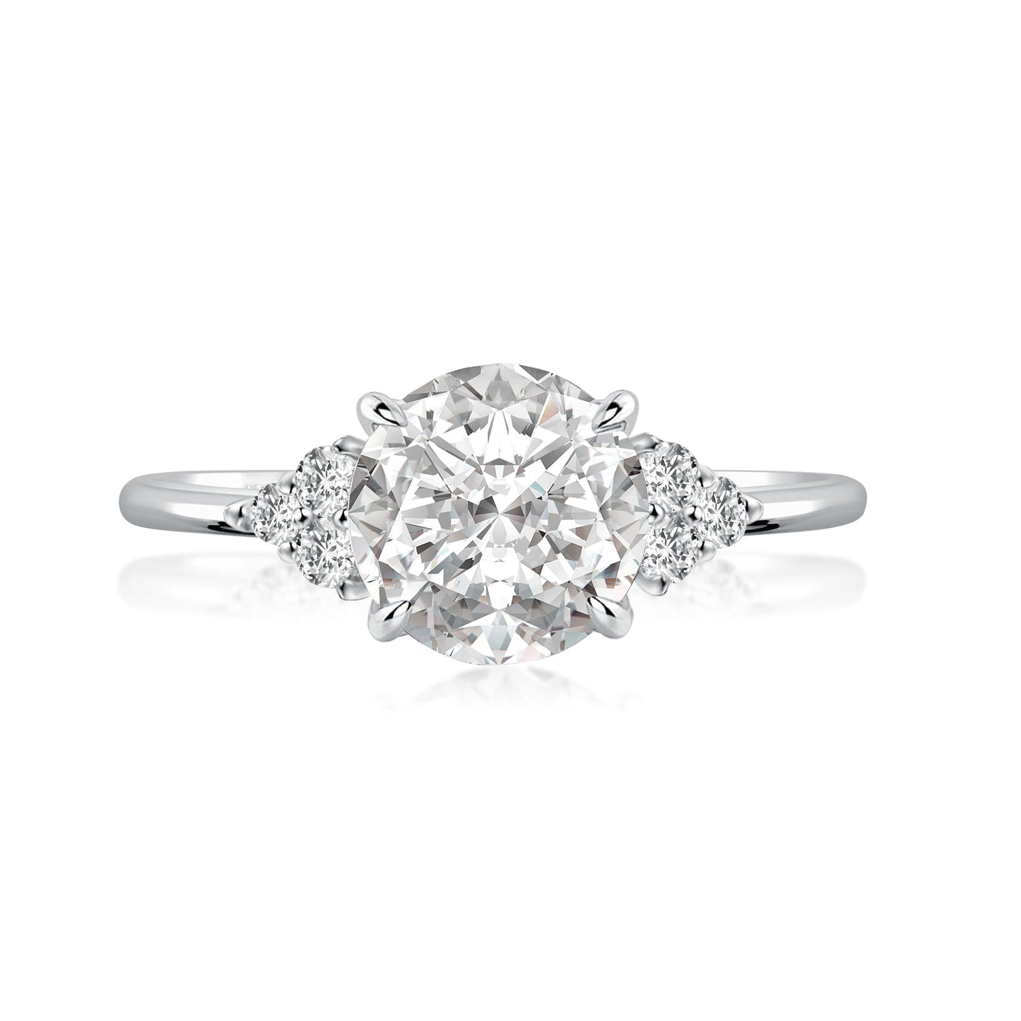 Aurevyn 1.2 Ct Round Cut White Gold Triple Moissanite Diamond Engagement Ring