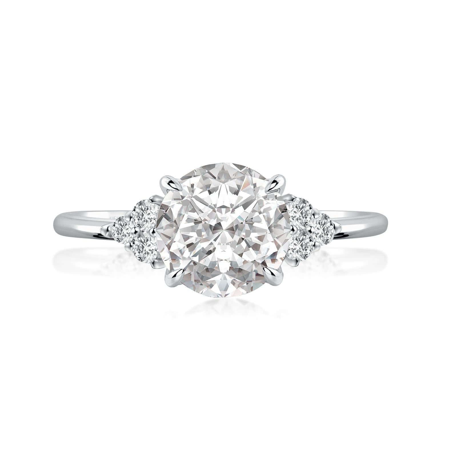 Aurevyn 1.2 Ct Round Cut White Gold Triple Moissanite Diamond Engagement Ring