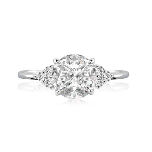 Aurevyn 1.2 Ct Round Cut White Gold Triple Moissanite Diamond Engagement Ring
