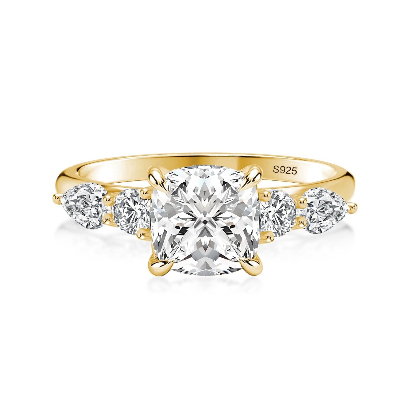 Aurevyn 2.0 Ct Cushion Yellow Gold Bridal Ring