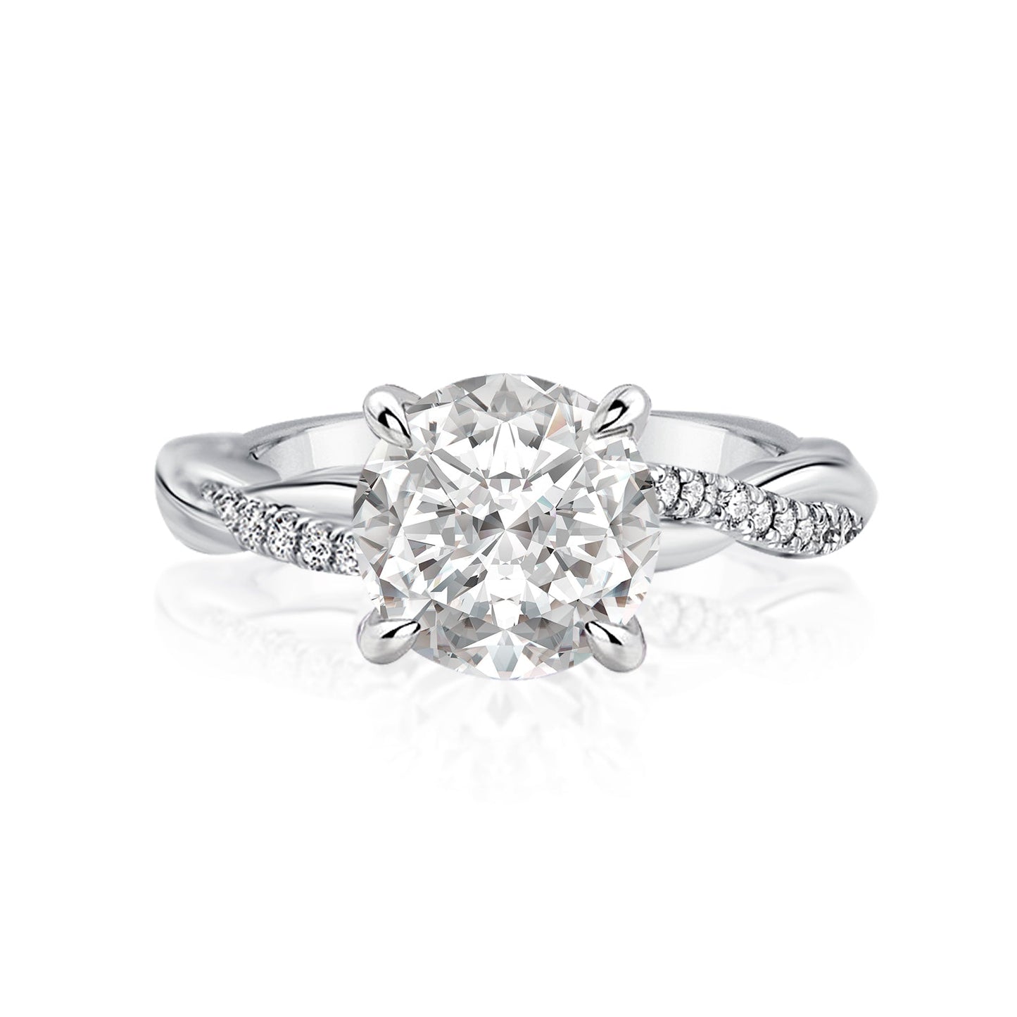 Aurevyn 1.2Ct/2.0 Ct Round Cut Twist White Gold Pave Promise Bridal Ring