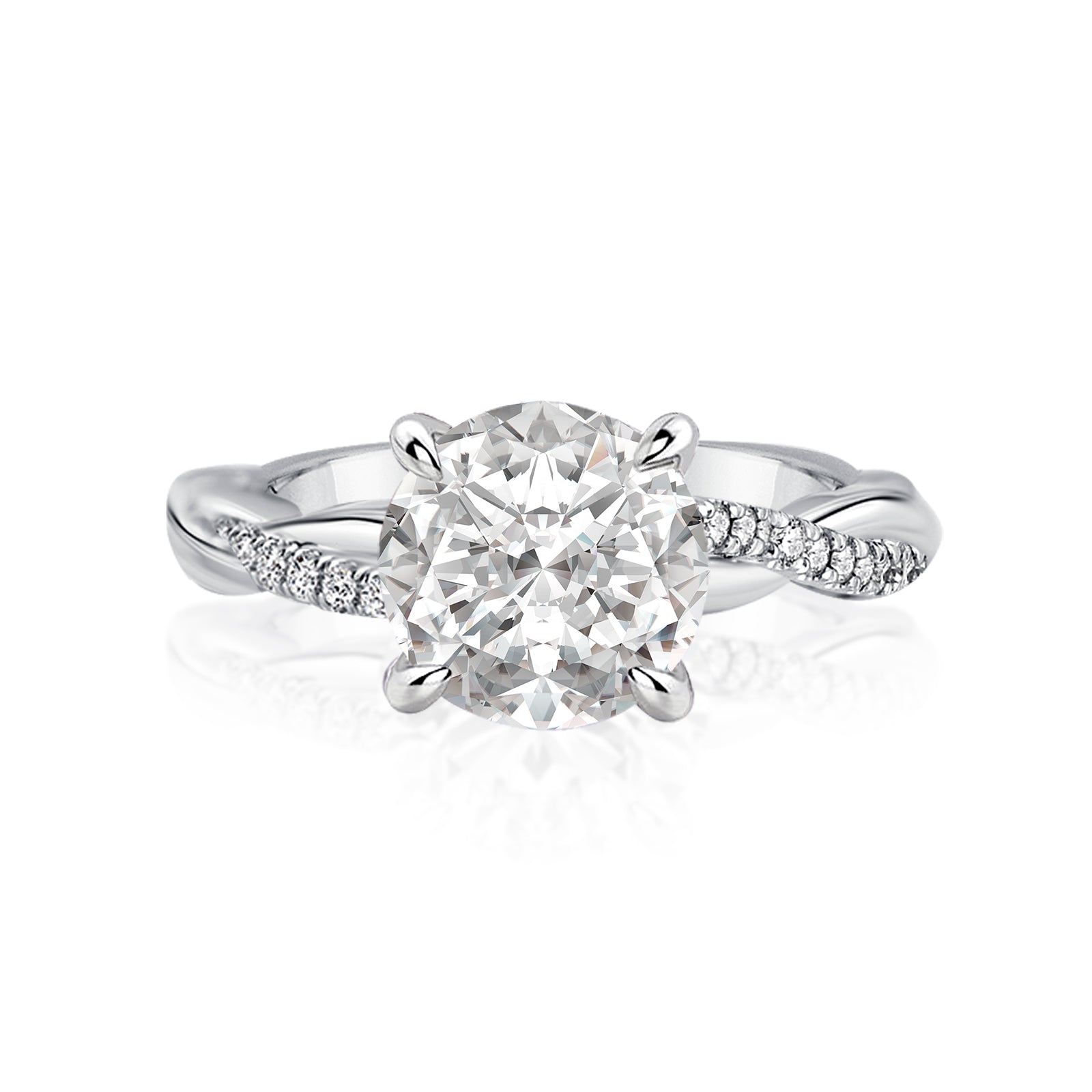 Aurevyn 1.2Ct/2.0 Ct Round Cut Twist White Gold Pave Promise Bridal Ring