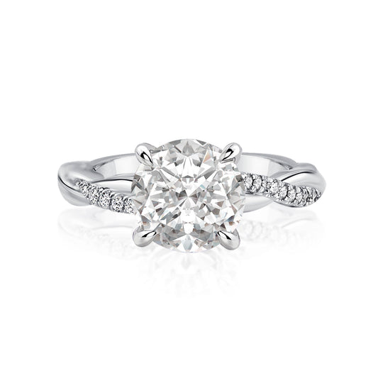 Aurevyn 1.2Ct/2.0 Ct Round Cut Twist White Gold Pave Promise Bridal Ring