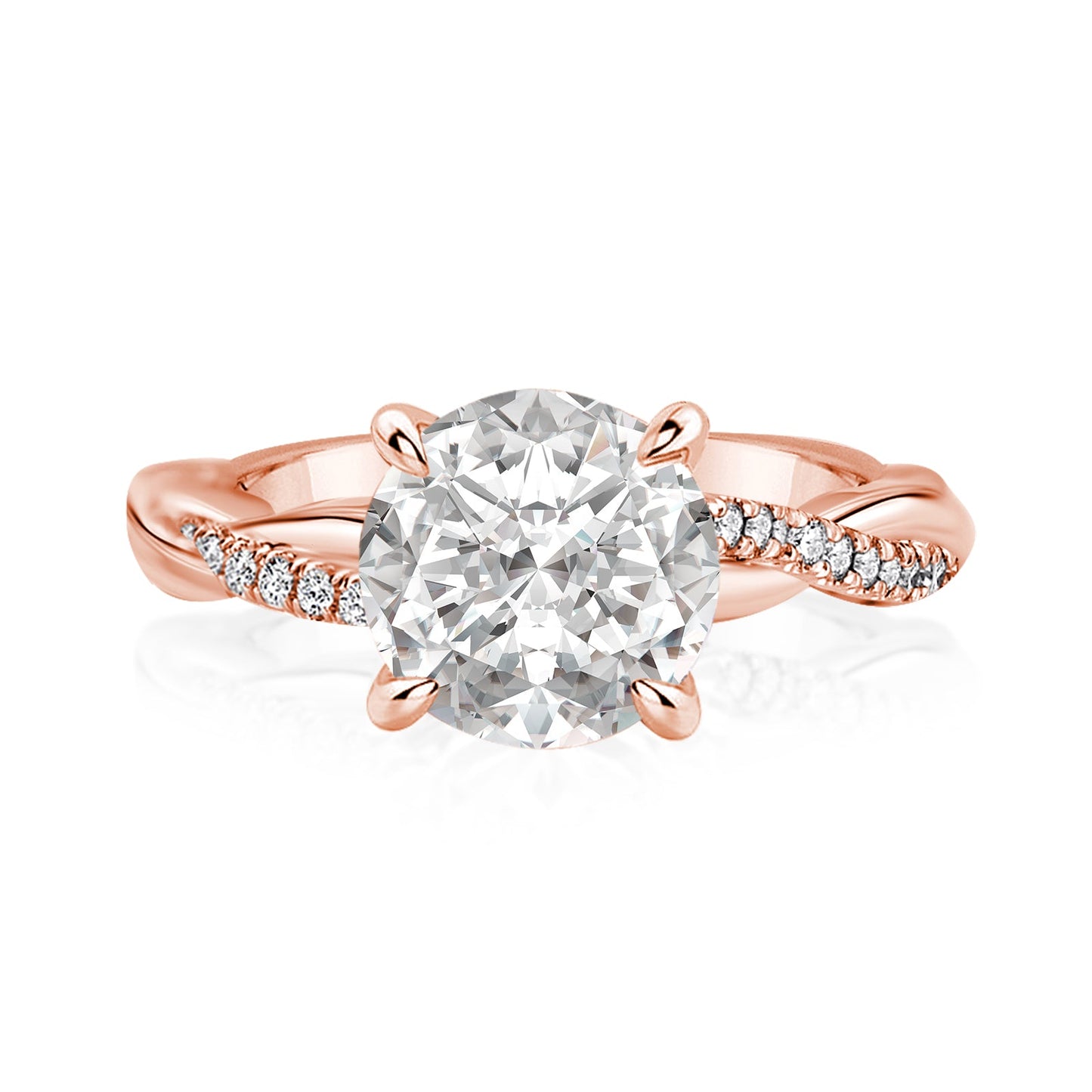 Aurevyn 1.2Ct/2.0 Ct Twist Rose Gold Pave Promise Bridal Ring