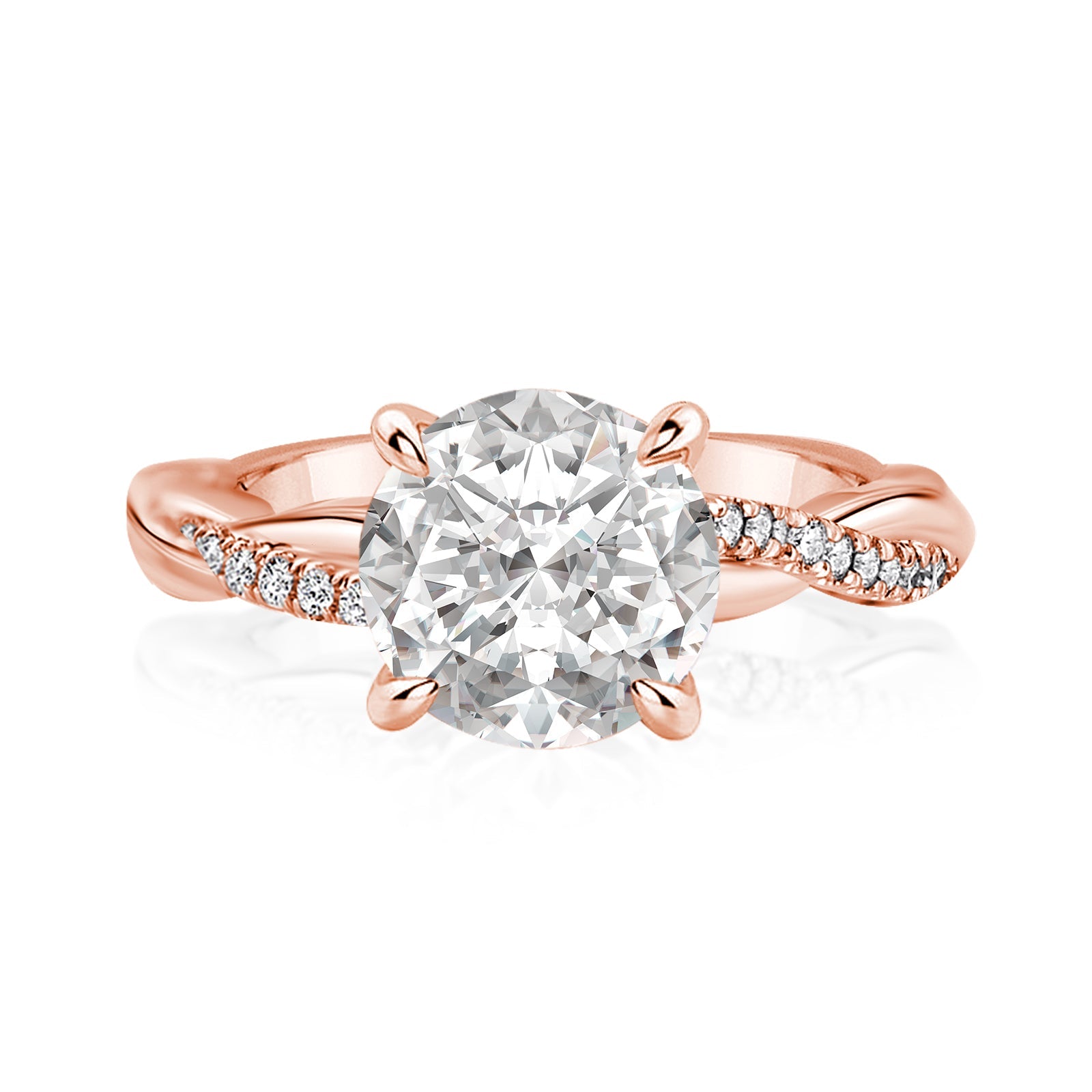Aurevyn 1.2Ct/2.0 Ct Twist Rose Gold Pave Promise Bridal Ring