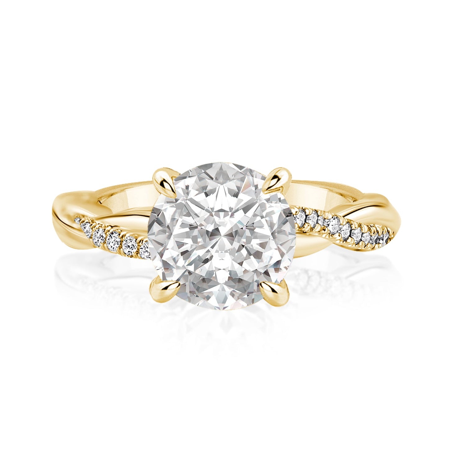 Aurevyn 1.2Ct~2.0 Ct Twist Yellow Gold Pave Promise Bridal Ring