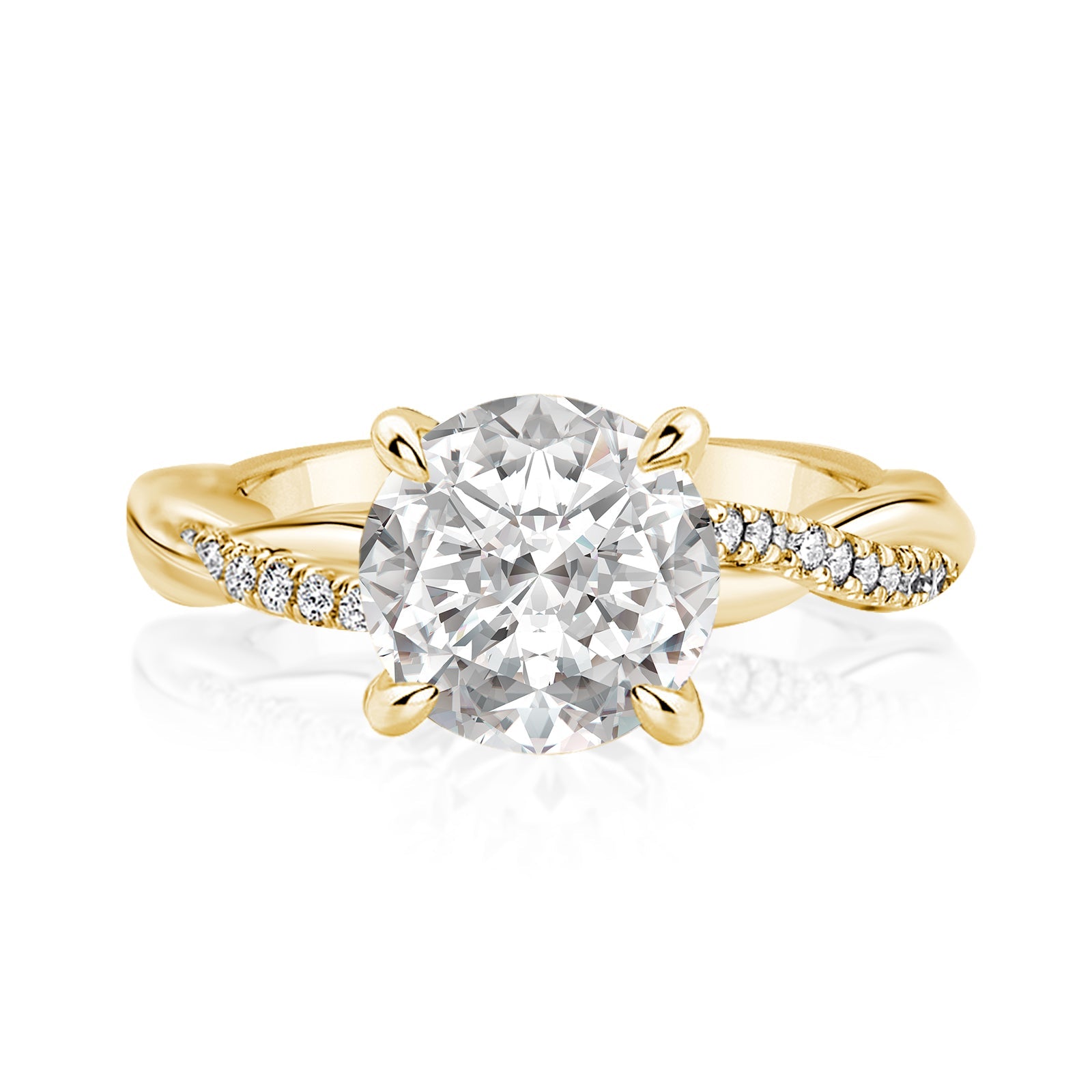 Aurevyn 1.2Ct~2.0 Ct Twist Yellow Gold Pave Promise Bridal Ring