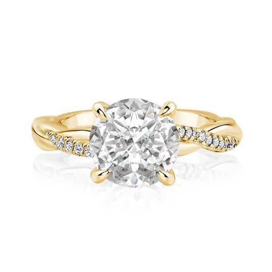 Aurevyn 1.2Ct~2.0 Ct Twist Yellow Gold Pave Promise Bridal Ring