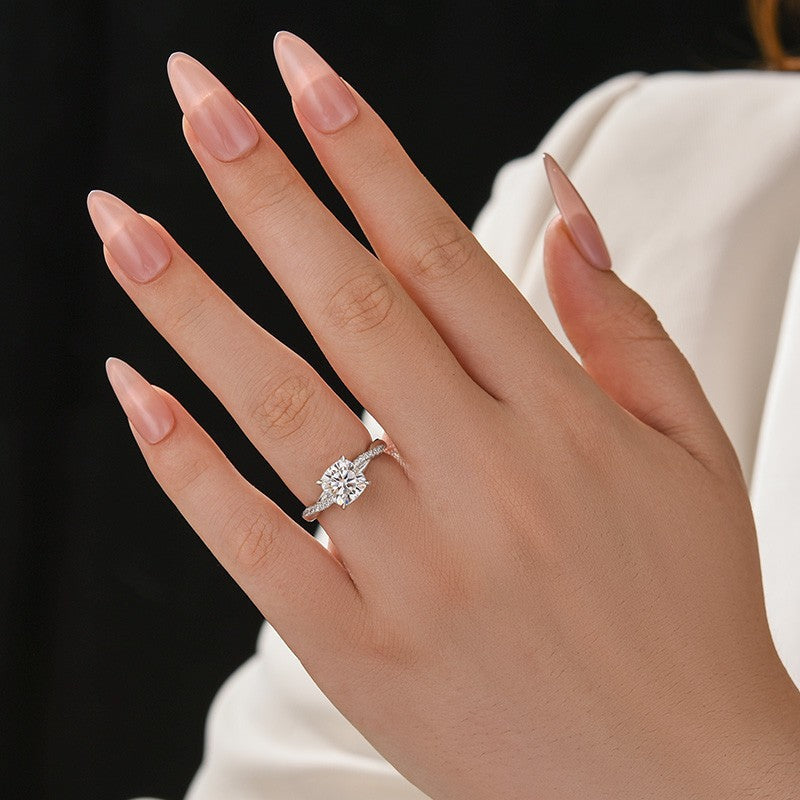 Aurevyn Moissanite 2.0Ct Cushion Cut Twist Engagement Ring Travel Ring In Sterling Silver
