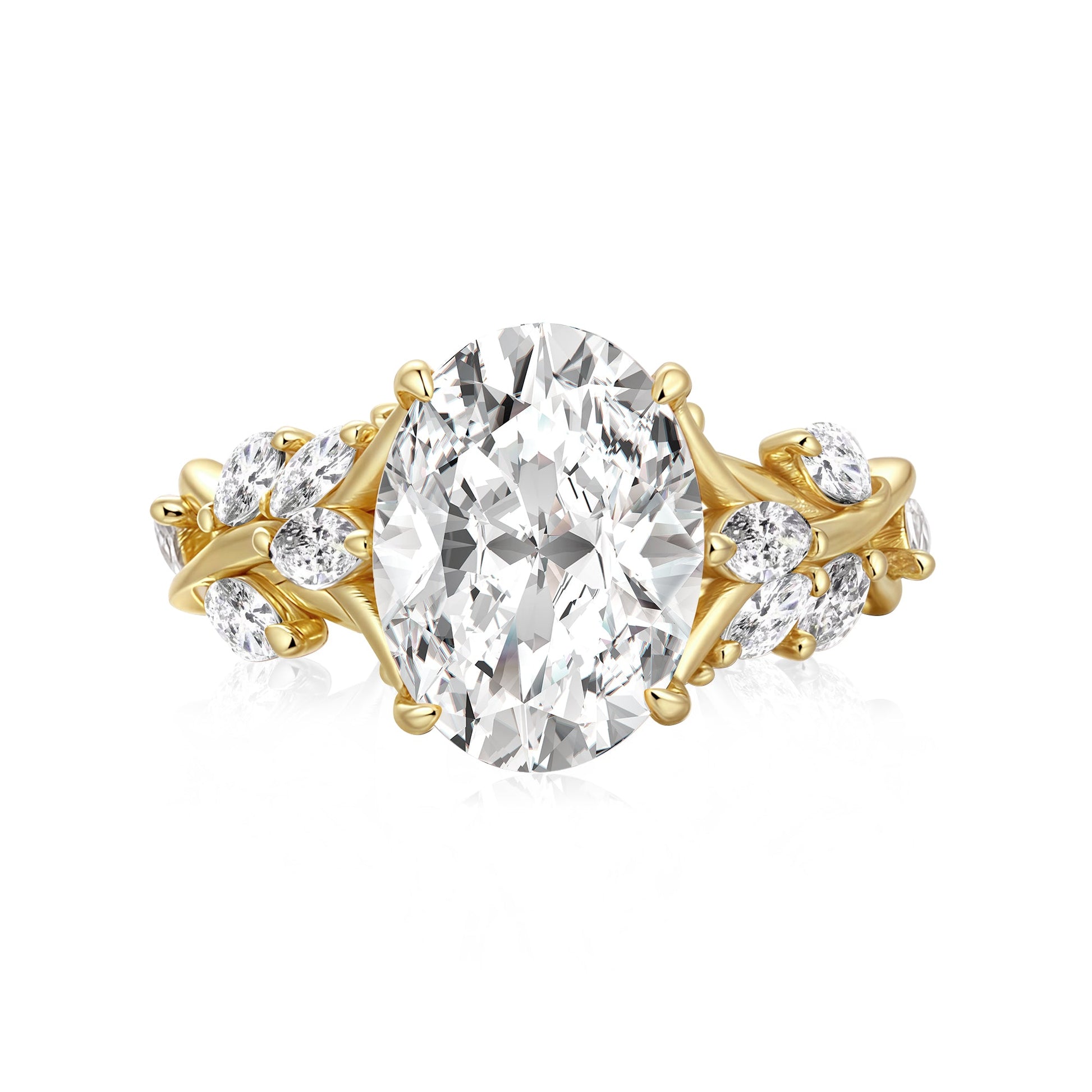 Aurevyn Vintage Moissanite 3.0Ct Oval Cut Side Stone Twist Engagement Ring In Sterling Silver