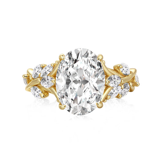 Aurevyn Vintage Moissanite 3.0Ct Oval Cut Side Stone Twist Engagement Ring In Sterling Silver