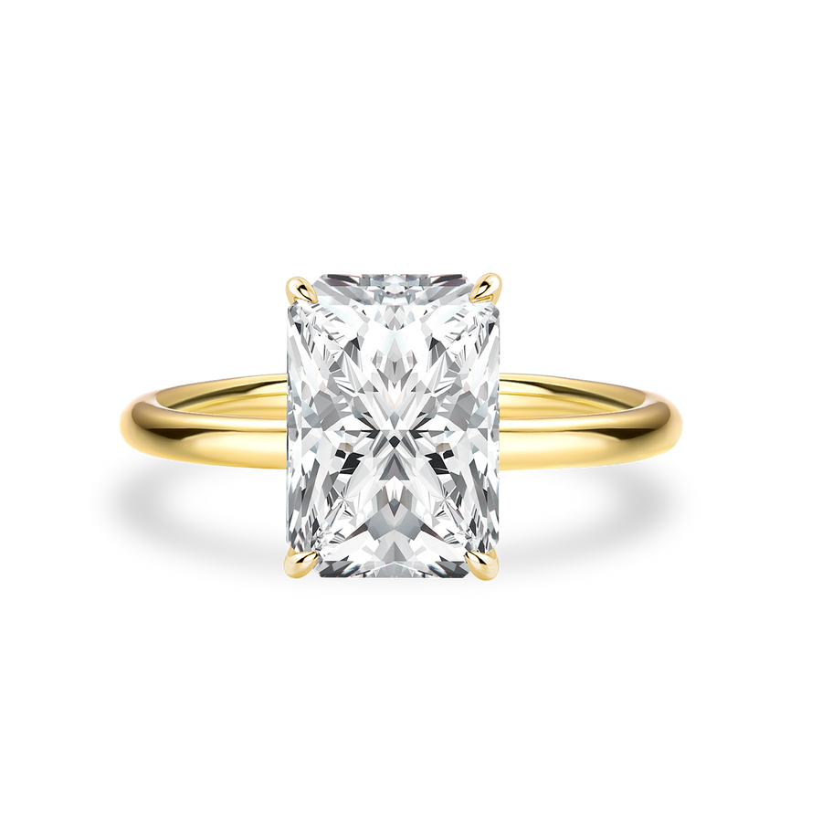Aurevyn Moissanite 3.5Ct Radiant Cut Solitaire Yellow Gold Engagement Ring in Sterling Silver