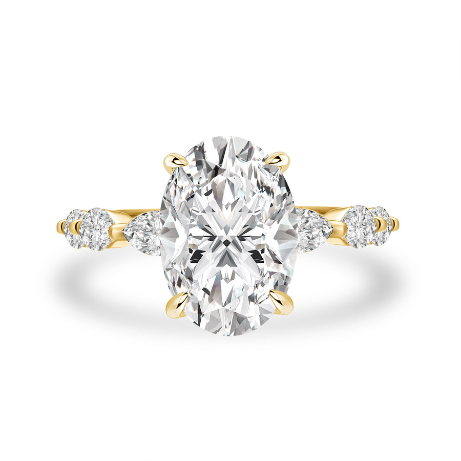Aurevyn Moissanite 5.5Ct Oval Cut with 1.5Ct Side Stone Marquise Cut Engagement Ring in S925 Sterling Silver