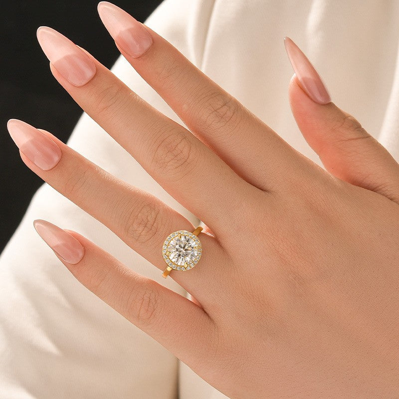 Aurevyn Moissanite Classic 3.0Ct Round Cut Halo Engagement Ring In Sterling Silver