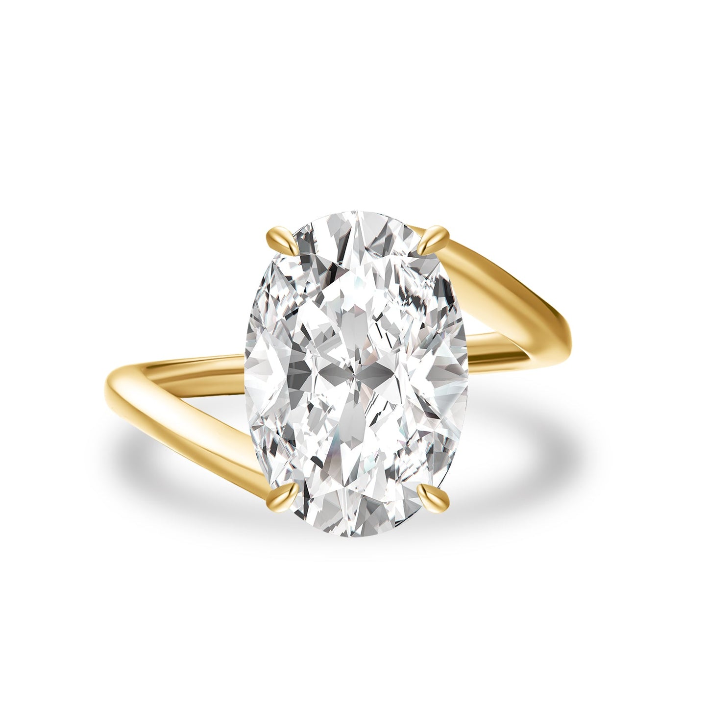 Aurevyn Bypass 2.0Ct/5.5 Ct Oval Cut Solitaire Engagement Ring In 925 Sterling Silver