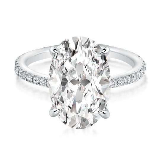 Aurevyn Moissanite 5.5Ct Oval Cut Hidden Halo White Gold Promise Ring For Women