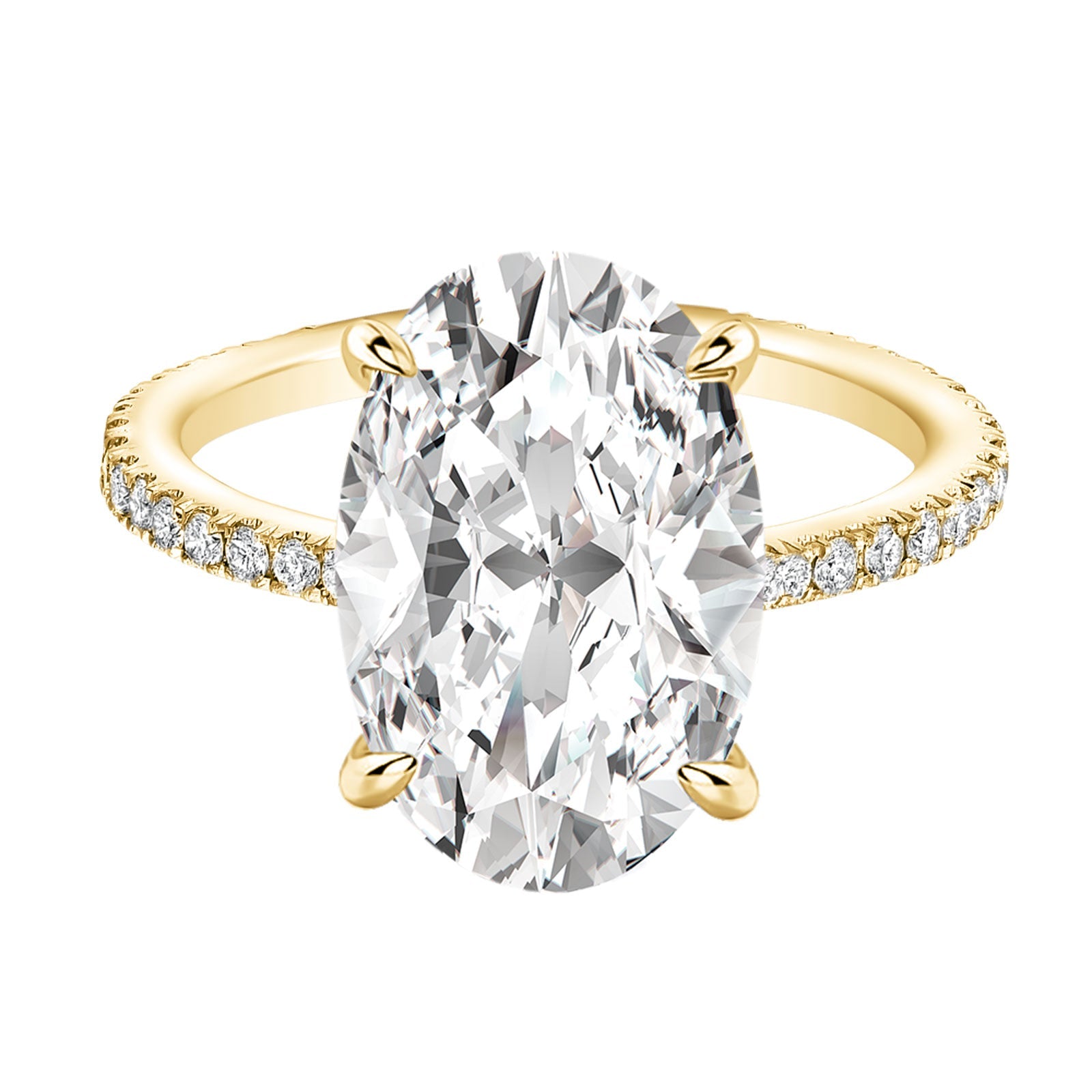 Aurevyn Moissanite 5.5Ct Oval Cut Hidden Halo Yellow Gold Promise Ring For Women