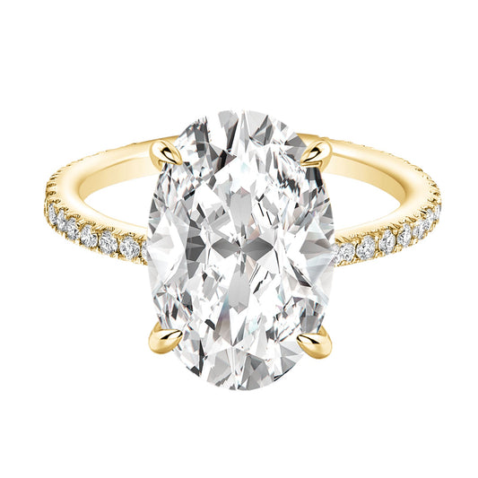 Aurevyn Moissanite 5.5Ct Oval Cut Hidden Halo Yellow Gold Promise Ring For Women