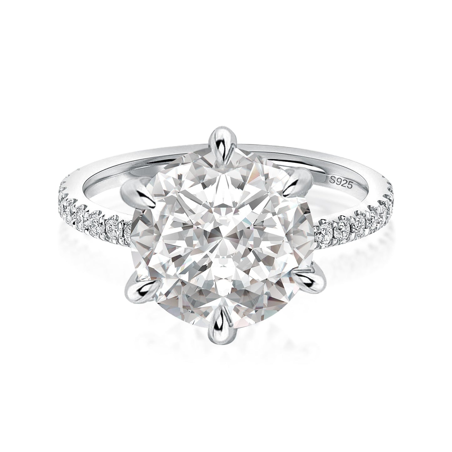 Aurevyn Moissanite 4.0 Ct Round Cut 6 Prong White Gold Promise Ring For Women