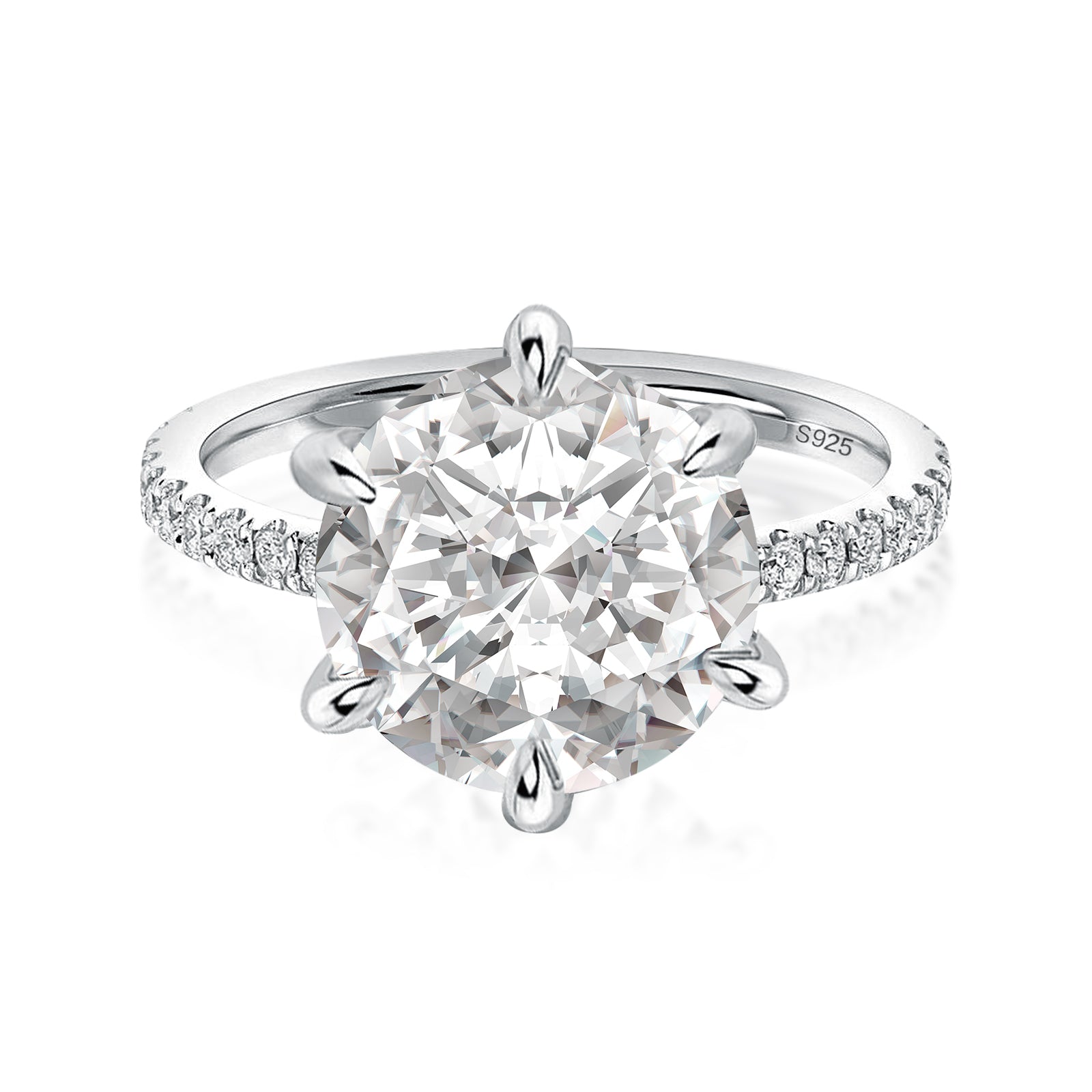 Aurevyn Moissanite 4.0 Ct Round Cut 6 Prong White Gold Promise Ring For Women