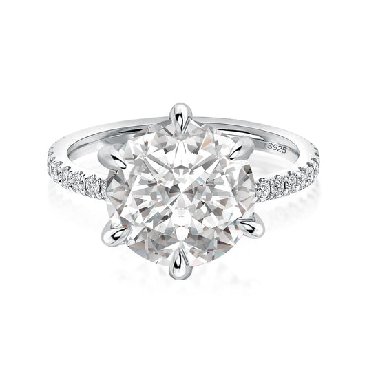 Aurevyn Moissanite 4.0 Ct Round Cut 6 Prong White Gold Promise Ring For Women