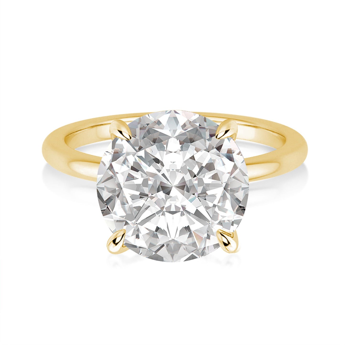 Aurevyn Moissanite 4.0 Ct Solitaire Round Cut Yellow Gold Promise Ring