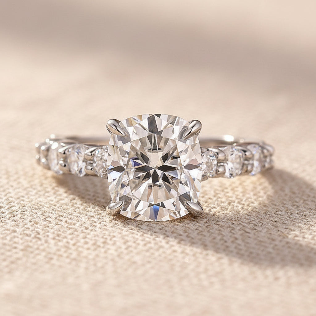 Aurevyn 3.0 Ct Cushion Cut White Gold Engagement Ring