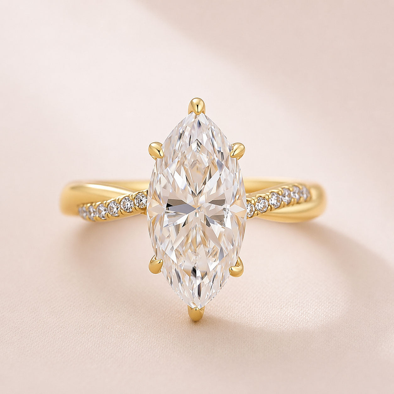 Aurevyn Moissanite 3.0Ct Marquise Cut Twist Promise Ring For Women