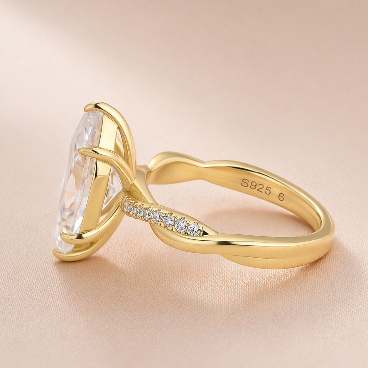 Aurevyn Moissanite 3.0Ct Marquise Cut Twist Promise Ring For Women