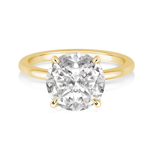 Aurevyn Moissanite 2.0Ct Round Cut Cathedral Setting Yellow Gold Engagement Ring In Sterling Silver
