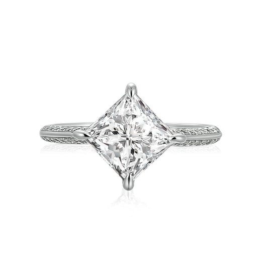 Aurevyn Moissanite Square 2.0Ct Princess Cut White Gold Triple Band Engagement Ring