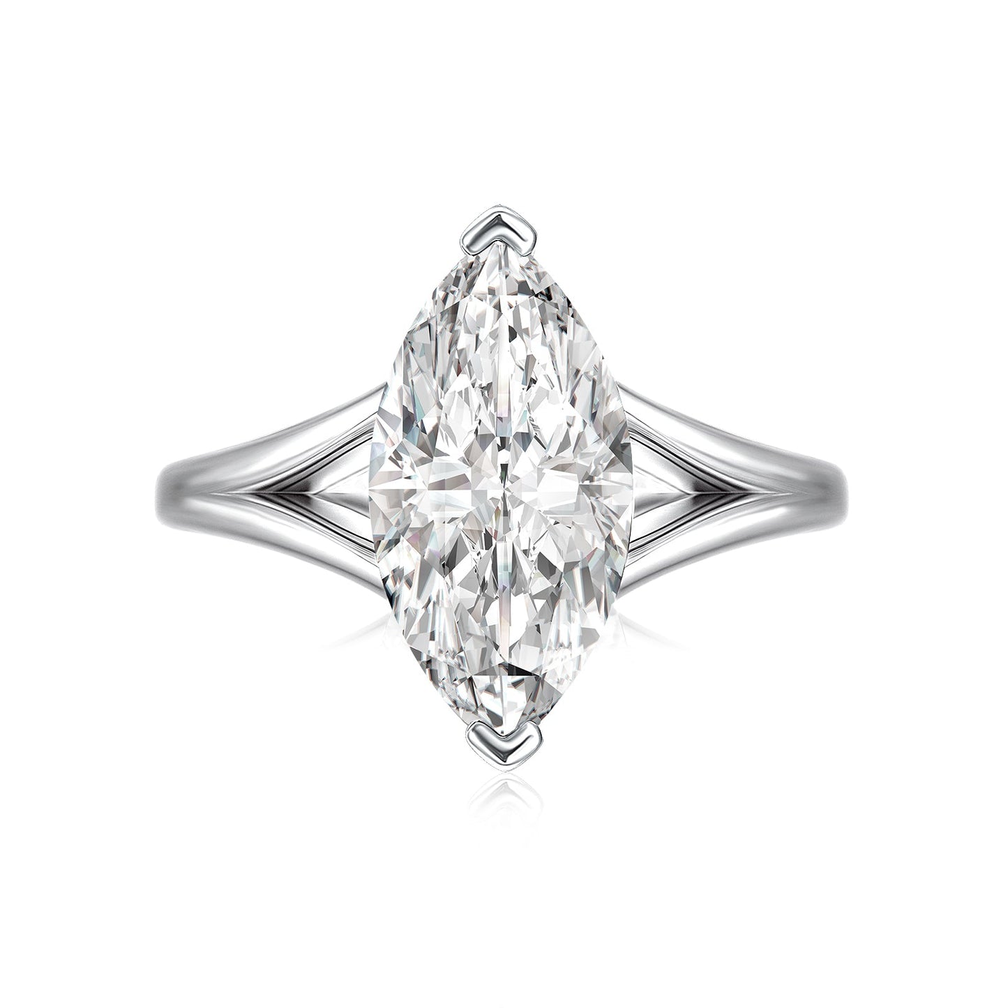 Aurevyn Moissanite 3.0Ct Marquise Cut Split Shank Engagement Ring Travel Ring In Sterling Silver
