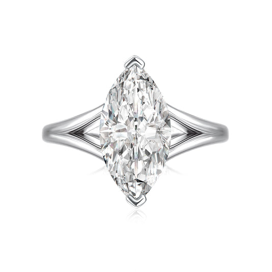 Aurevyn Moissanite 3.0Ct Marquise Cut Split Shank Engagement Ring Travel Ring In Sterling Silver
