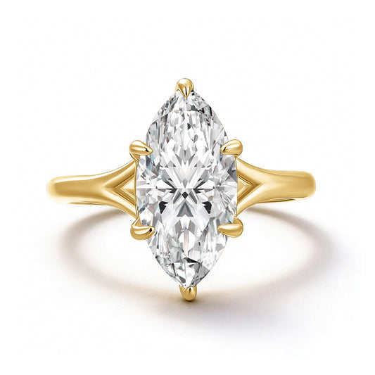 Aurevyn 3.0Ct Split Shank Marquise Cut Moissanite Ring in S925 Sterling Silver