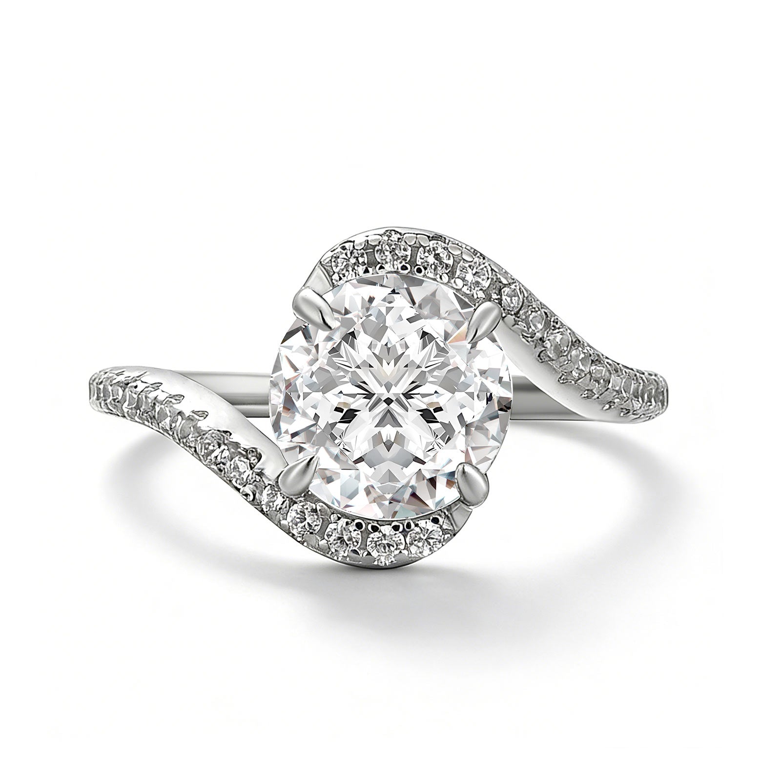 Aurevyn 2.0Ct Round Cut Moissanite Twist Engagement Ring with S925