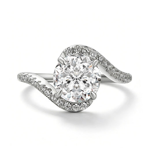 Aurevyn 2.0Ct Round Cut Moissanite Twist Engagement Ring with S925