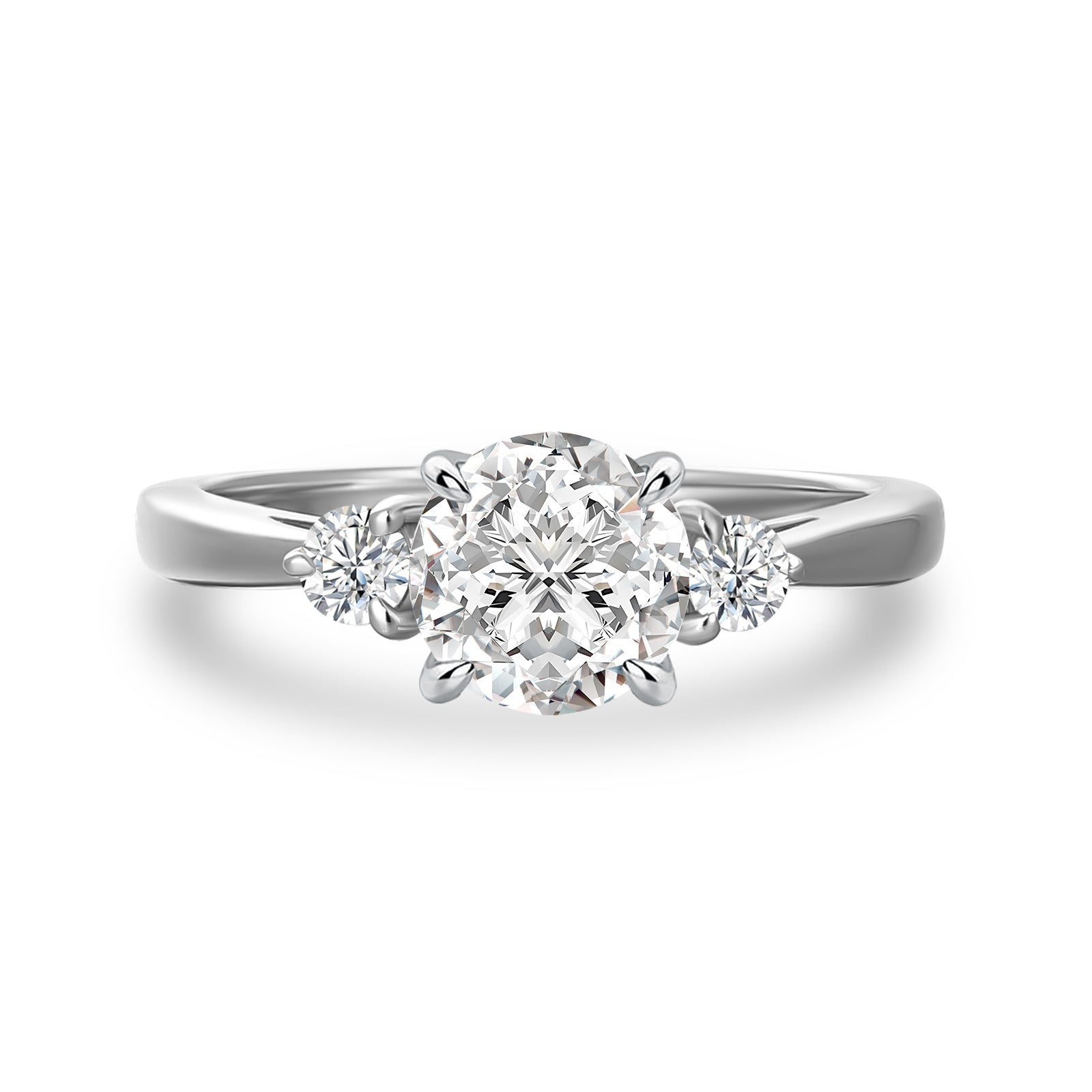 Aurevyn 1.0Ct Three Stone Round Cut Moissanite Ring in S925 Sterling Silver