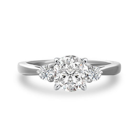 Aurevyn 1.0Ct Three Stone Round Cut Moissanite Ring in S925 Sterling Silver