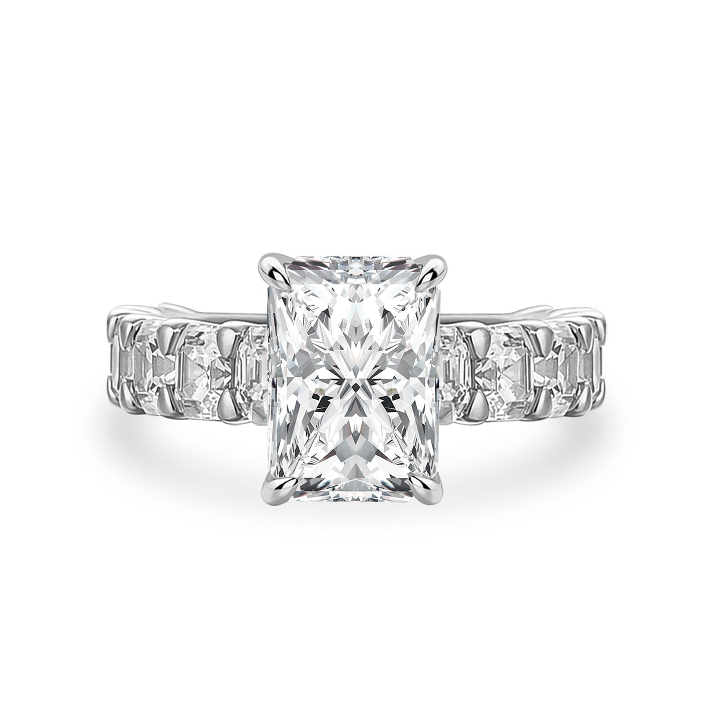 Aurevyn Moissanite 3.5Ct Radiant Cut Engagement Ring with 3.0Ct Radiant Cut Band