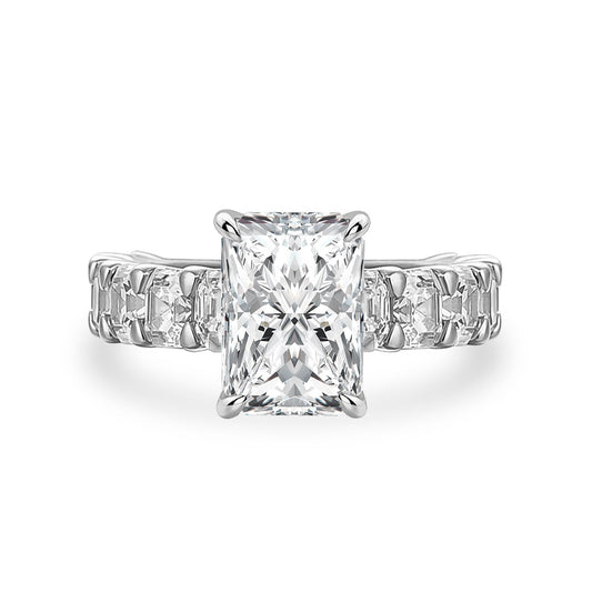 Aurevyn Moissanite 3.5Ct Radiant Cut Engagement Ring with 3.0Ct Radiant Cut Band