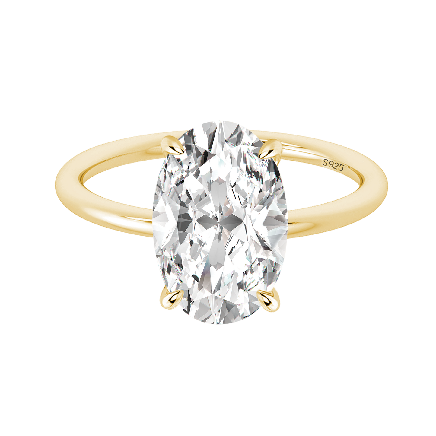 Aurevyn 2.0 Ct ～5.5 Ct Oval Cut Yellow Gold Promise Ring For Women
