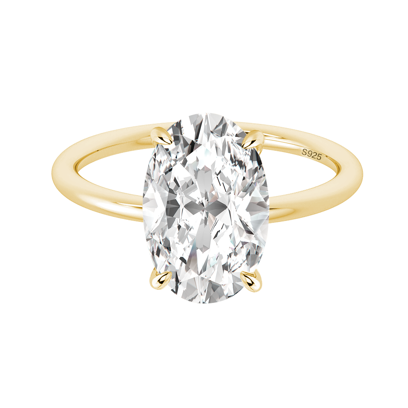 Aurevyn 2.0 Ct ～5.5 Ct Oval Cut Yellow Gold Promise Ring For Women