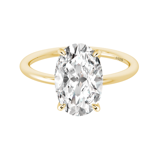 Aurevyn 2.0 Ct ～5.5 Ct Oval Cut Yellow Gold Promise Ring For Women