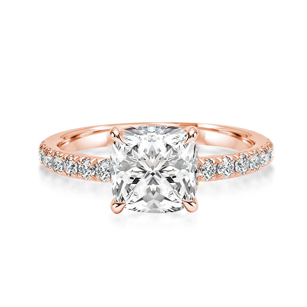 Aurevyn 2.0 Ct Square Cushion Rose Gold Bridal Ring