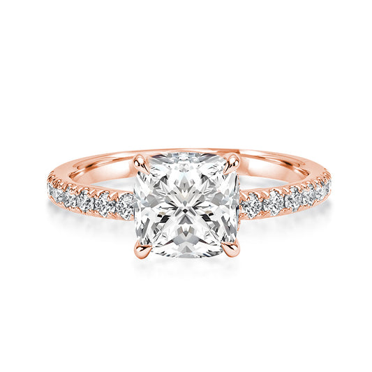 Aurevyn 2.0 Ct Square Cushion Rose Gold Bridal Ring