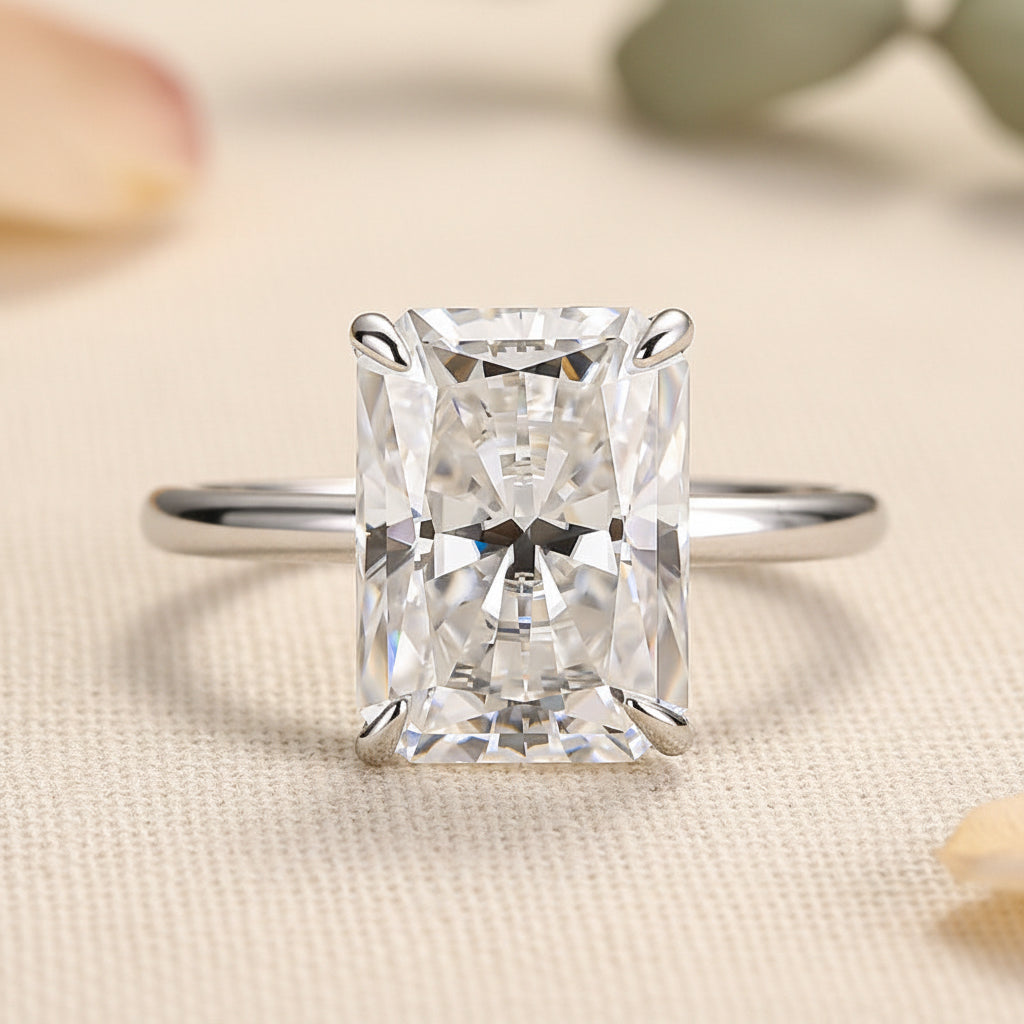 Aurevyn 4.5 Ct Radiant Cut White Gold Engagement Ring