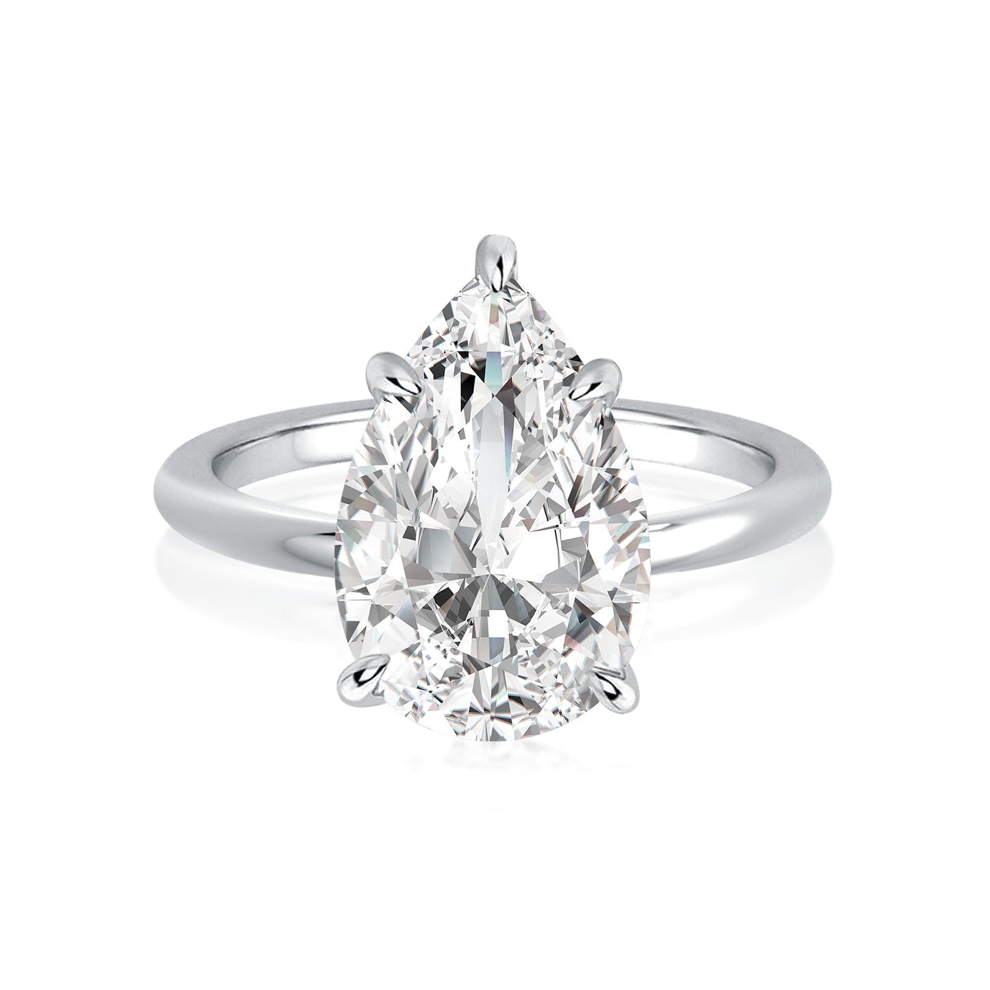 Aurevyn S925 Solitaire 4.0Ct Pear Cut White Gold Engagement Ring For Women
