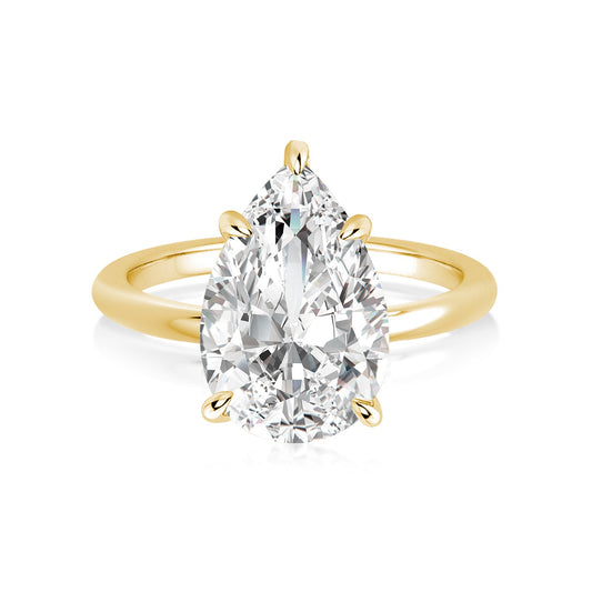 Aurevyn 4.0 Ct Pear Cut Yellow Gold Engagement Ring For Women