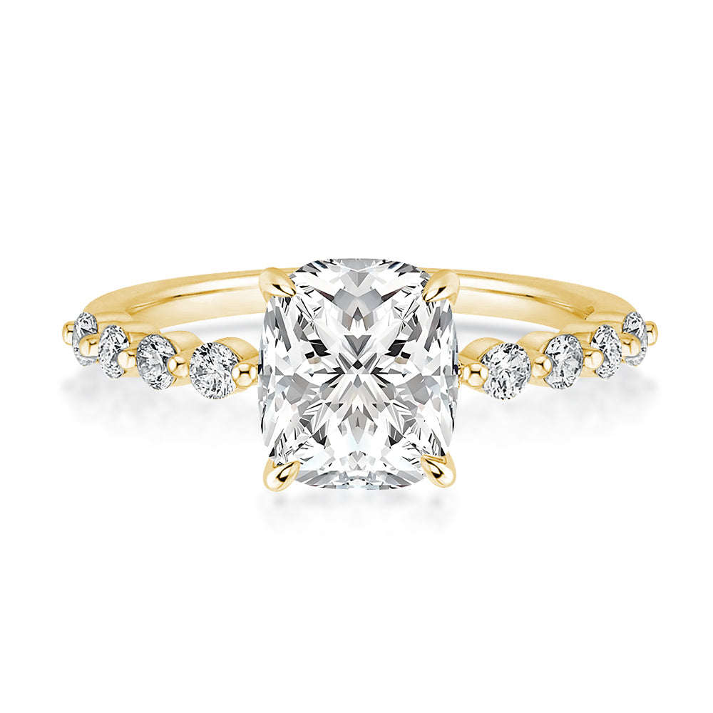Aurevyn 2.0 Ct Yellow Gold Cushion Cut Bridal Ring