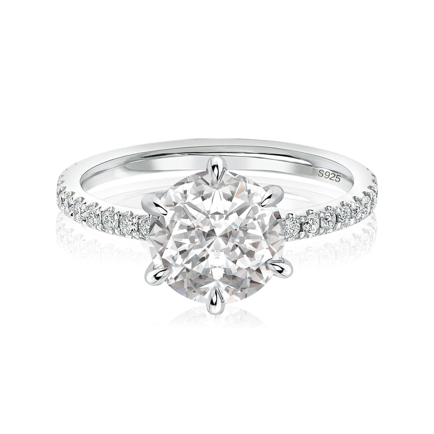 Aurevyn 2.0Ct Round Cut 6 Prong Promise Rings For Women
